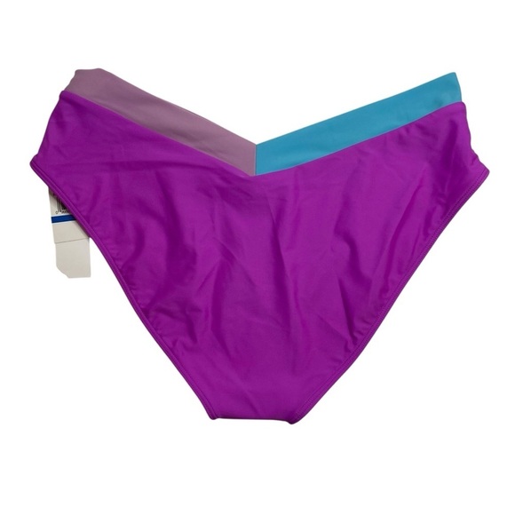 Contrast-Trim Triangle Bikini Top & Contrast Bikini Bottoms Orchid Multi XL New - Picture 9 of 9